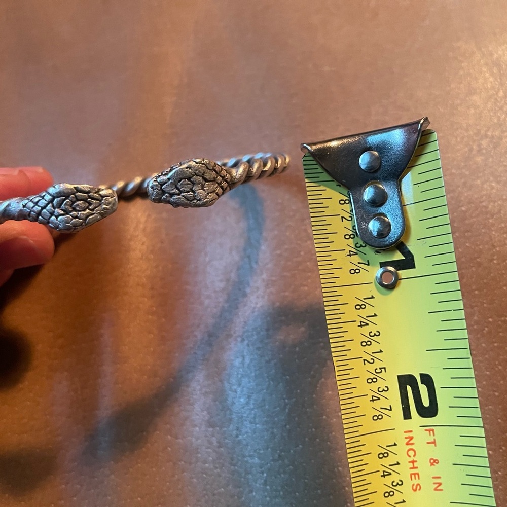 Snake braided rope two headed snake cuff bangle bracelet boho silver animal - Picture 6 of 7
